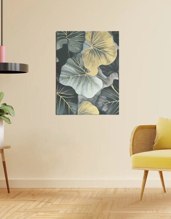 Luxury Tropical Leaf Wall Art Poster with Gold Veins