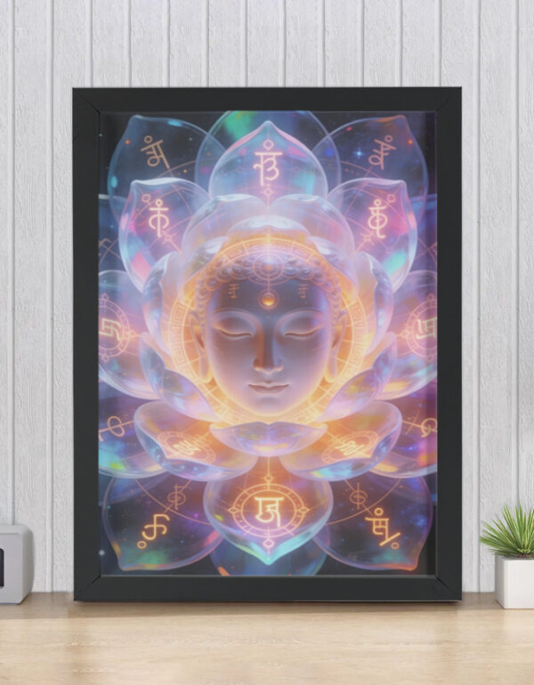 Chakra Energy Face with Sacred Geometry Runes, Spiritual Awakening Wall Decor Framed Poster