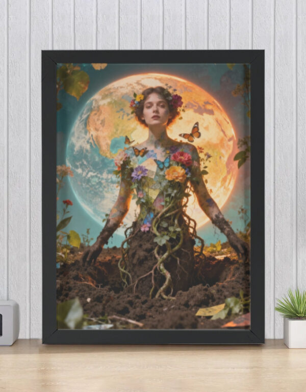 Divine Feminine Rising from Nature, Rebirth & Renewal Spiritual Wall Decor Framed Poster