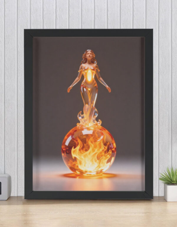 Elemental Divine Feminine Rising in Flame, Modern Spiritual Energy Wall Decor Framed Poster