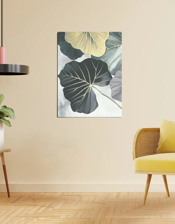 Modern Tropical Leaf Wall Art Poster with Gold Line Detailing