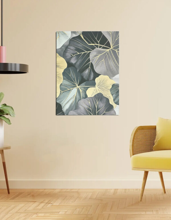 Luxury Botanical Leaf Wall Art Poster with Gold Accents