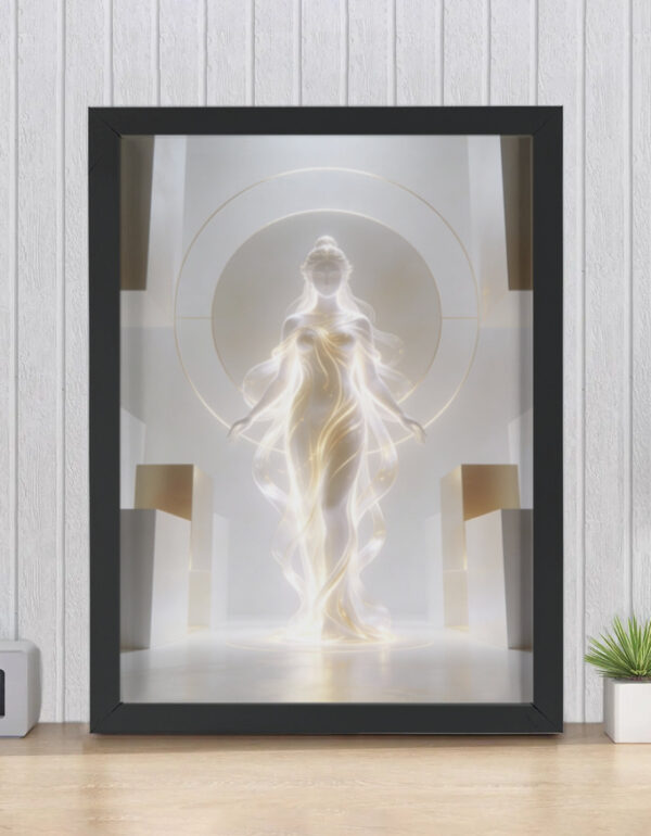 Minimalist Divine Feminine Light Figure, Modern Spiritual Wall Decor Print Framed Poster